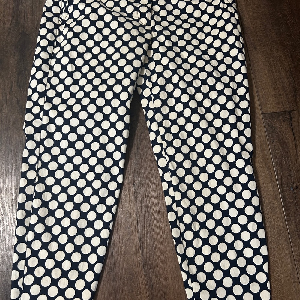 J.Crew City Fit Stretch Polka Dot Capri Pants - Navy & White, Size 14 *